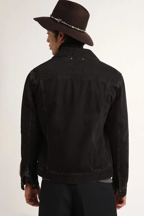 Schwarze One-Wash-Jeansjacke für Herren