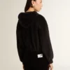 Schwarzer Damen-Hoodie aus Baumwollmischung mit Reissverschluss