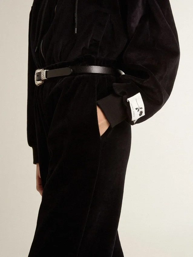 Schwarzer Damen-Hoodie aus Baumwollmischung mit Reissverschluss