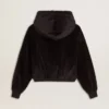 Schwarzer Damen-Hoodie aus Baumwollmischung mit Reissverschluss