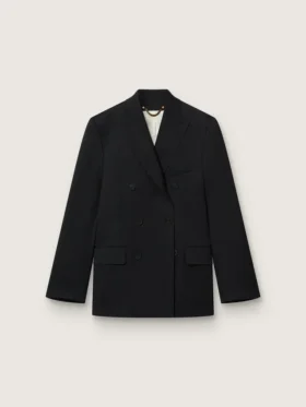 Schwarzer Herren-Blazer mit Zweireiher-Schluss und Knopfleiste