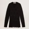Schwarzer Herrenpullover aus Wolle mit Used-Look