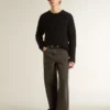 Schwarzer Herrenpullover aus Wolle mit Used-Look