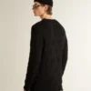 Schwarzer Herrenpullover aus Wolle mit Used-Look