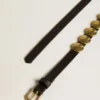 Schwarzer Trinidad-Gürtel aus gewaschenem Leder mit goldenen Nieten