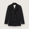 Schwarzer Zweireiher-Blazer für Damen