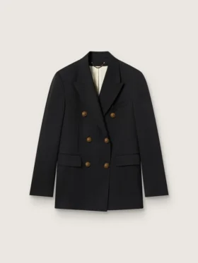 Schwarzer Zweireiher-Blazer für Damen