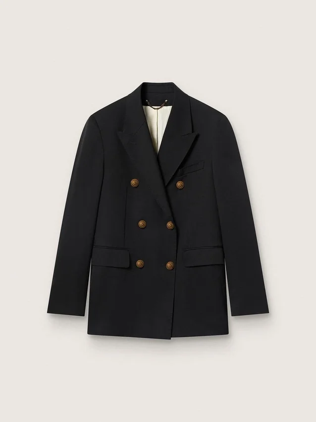 Schwarzer Zweireiher-Blazer für Damen