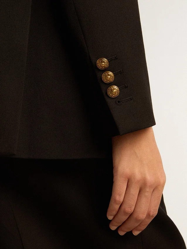 Schwarzer Zweireiher-Blazer für Damen