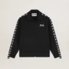 Schwarzes Damen-Sweatshirt mit Reissverschluss und weissen Sternen