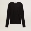 Schwarzes Damen-T-Shirt mit Rundhalsausschnitt