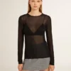 Schwarzes Damen-T-Shirt mit Rundhalsausschnitt