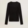 Schwarzes Damen-T-Shirt mit Rundhalsausschnitt