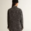 Schwarzes Denim-Hemd für Damen mit Ton-in-Ton-Blumenmuster