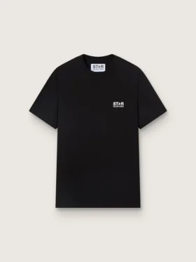 Schwarzes Herren-Hemd mit kontrastierendem weissem Logo und Stern
