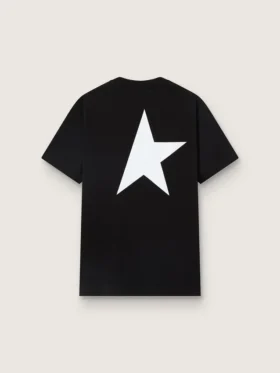 Schwarzes Herren-Hemd mit kontrastierendem weissem Logo und Stern