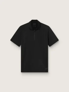 Schwarzes Herren-Sport-Polohemd mit Reissverschluss