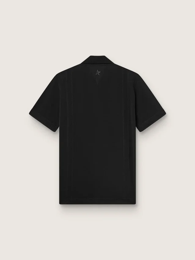 Schwarzes Herren-Sport-Polohemd mit Reissverschluss