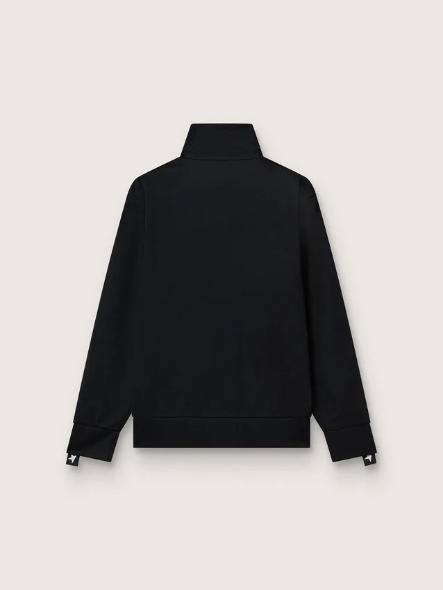 Schwarzes Herren-Sweatshirt mit Reissverschluss und weissen Sternen