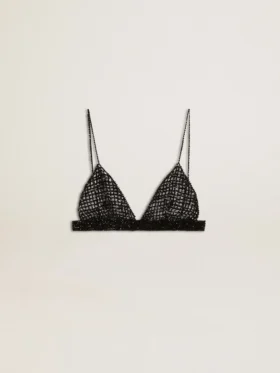 Schwarzes Häkel-Top für Damen mit Kristallen