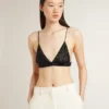 Schwarzes Häkel-Top für Damen mit Kristallen