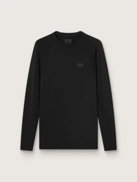 Schwarzes Langarm-Sportshirt für Herren
