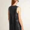 Schwarzes Nappa-Lederkleid für Damen mit Nieten