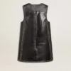 Schwarzes Nappa-Lederkleid für Damen mit Nieten