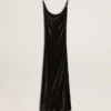 Schwarzes Slipdress für Damen mit Samtoptik