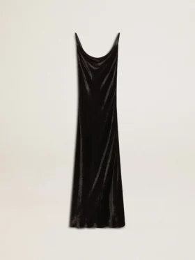 Schwarzes Slipdress für Damen mit Samtoptik