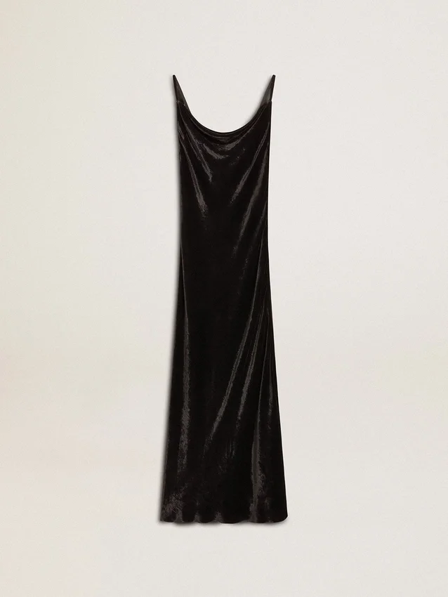 Schwarzes Slipdress für Damen mit Samtoptik