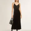 Schwarzes Slipdress für Damen mit Samtoptik