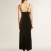 Schwarzes Slipdress für Damen mit Samtoptik