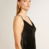 Schwarzes Slipdress für Damen mit Samtoptik