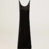Schwarzes Slipdress für Damen mit Samtoptik