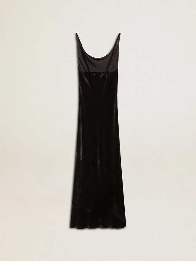 Schwarzes Slipdress für Damen mit Samtoptik