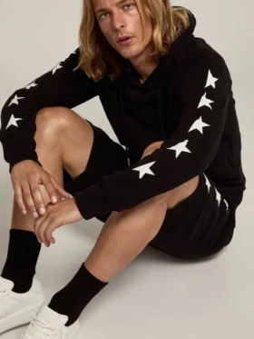 Schwarzes Sweatshirt aus der Alighiero Star Collection mit kontrastierenden weissen Sternen