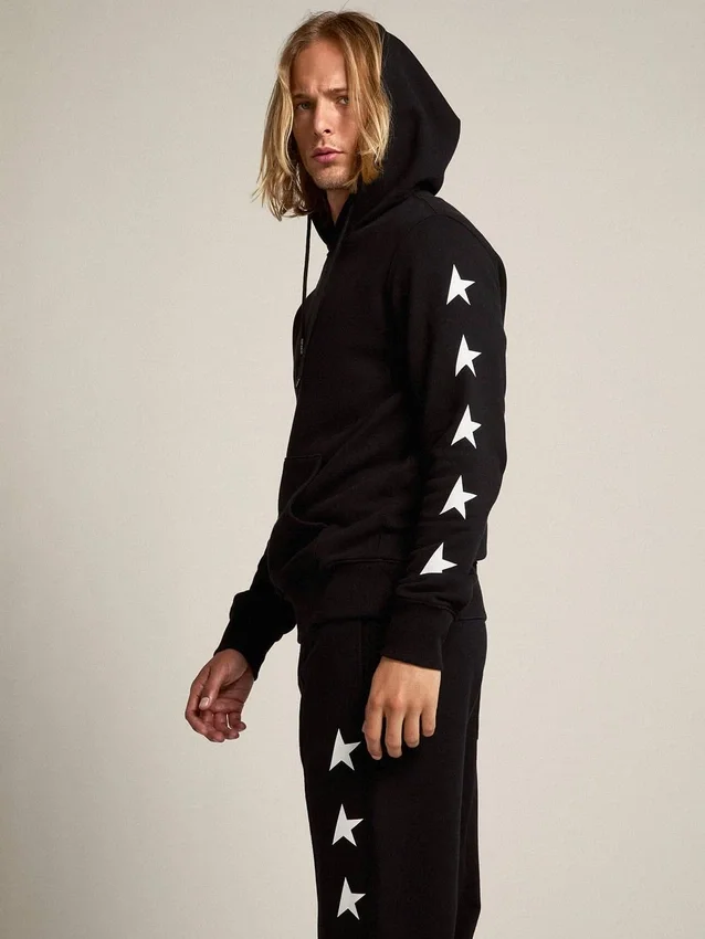 Schwarzes Sweatshirt aus der Alighiero Star Collection mit kontrastierenden weissen Sternen