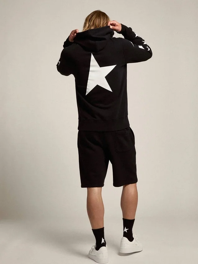 Schwarzes Sweatshirt aus der Alighiero Star Collection mit kontrastierenden weissen Sternen