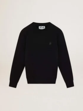 Schwarzes Sweatshirt aus der Archibald Star Collection mit Ton-in-Ton-Stern auf der Vorderseite