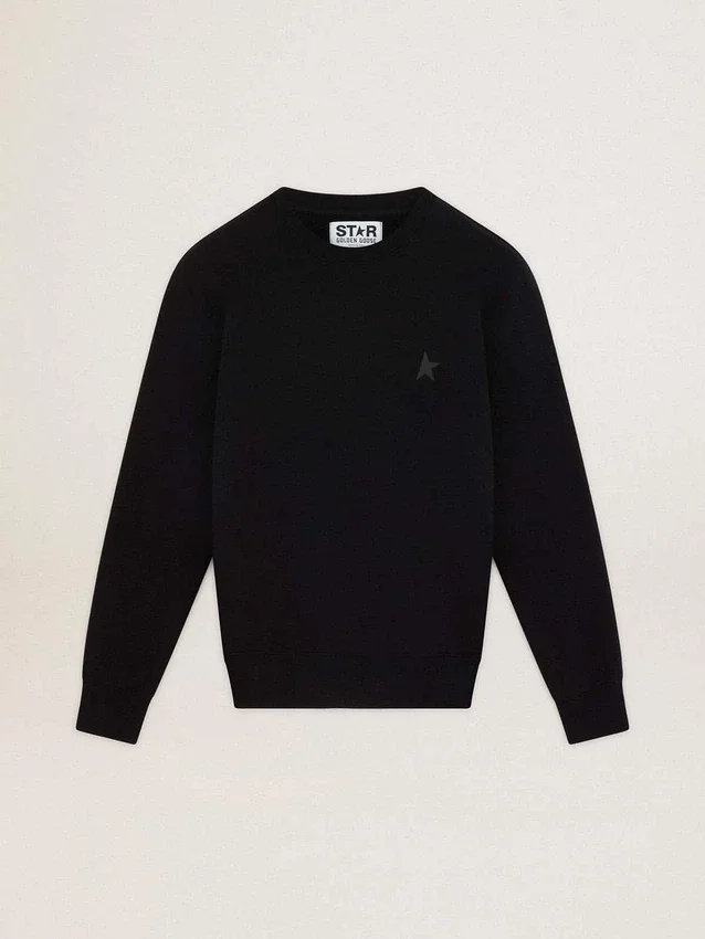 Schwarzes Sweatshirt aus der Archibald Star Collection mit Ton-in-Ton-Stern auf der Vorderseite