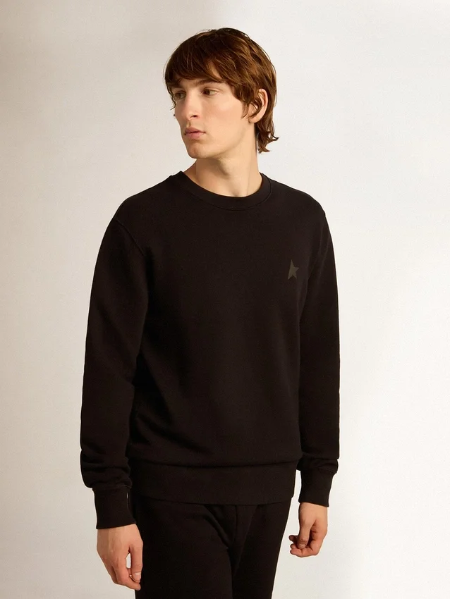 Schwarzes Sweatshirt aus der Archibald Star Collection mit Ton-in-Ton-Stern auf der Vorderseite