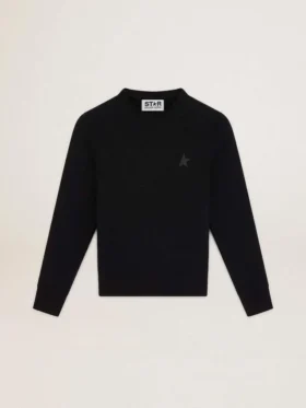 Schwarzes Sweatshirt aus der Athena Star Collection mit Ton-in-Ton-Stern auf der Vorderseite