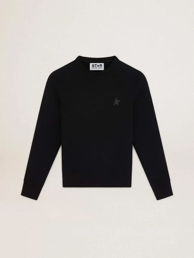 Schwarzes Sweatshirt aus der Athena Star Collection mit Ton-in-Ton-Stern auf der Vorderseite