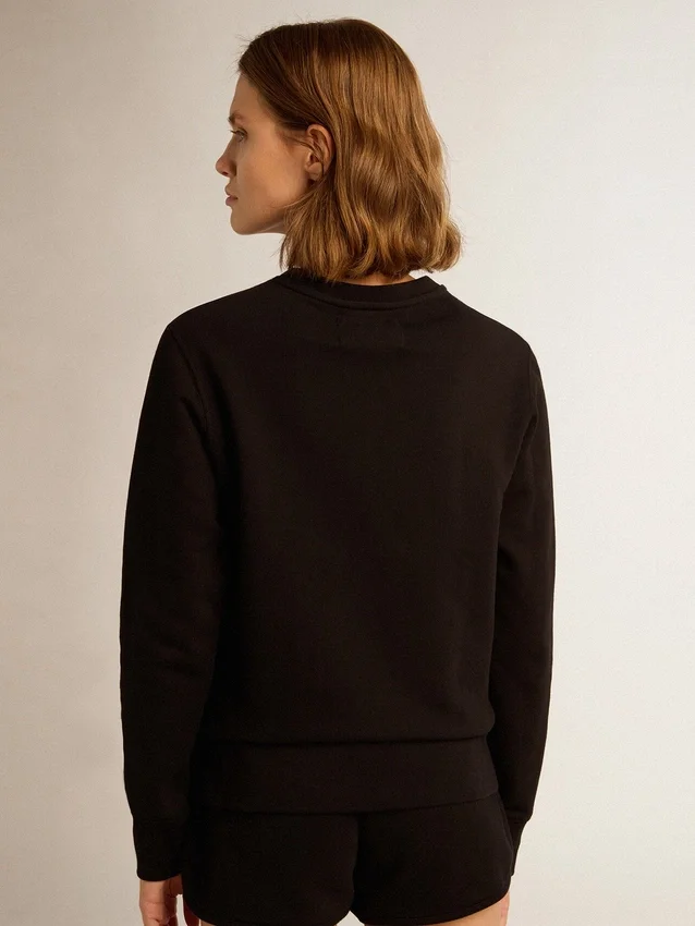 Schwarzes Sweatshirt aus der Athena Star Collection mit Ton-in-Ton-Stern auf der Vorderseite