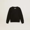 Schwarzes Sweatshirt für Jungen mit weissem Maxi-Stern auf der Vorderseite