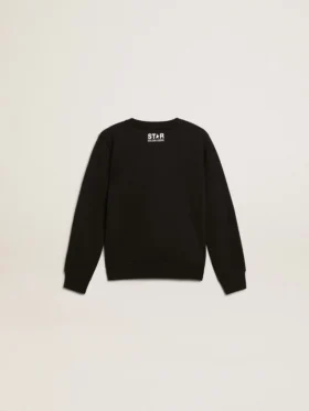 Schwarzes Sweatshirt für Jungen mit weissem Maxi-Stern auf der Vorderseite