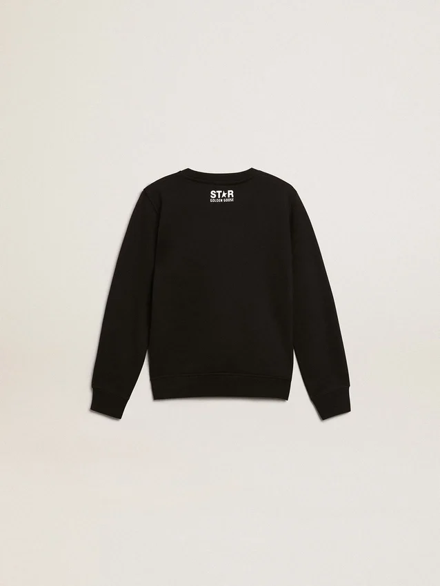 Schwarzes Sweatshirt für Jungen mit weissem Maxi-Stern auf der Vorderseite