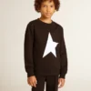 Schwarzes Sweatshirt für Jungen mit weissem Maxi-Stern auf der Vorderseite