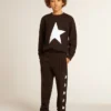 Schwarzes Sweatshirt für Jungen mit weissem Maxi-Stern auf der Vorderseite